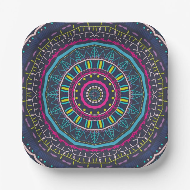 colorful mandala paper plates (Front)