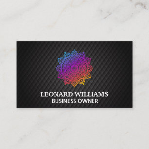 Colorful Mandala Pattern Black Tiling Business Card