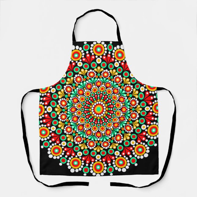 Colorful Mandala Pattern Boho Dot  Apron (Front)