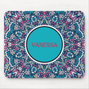Colorful Mandala Pattern Boho Hippie Geometric Mouse Pad