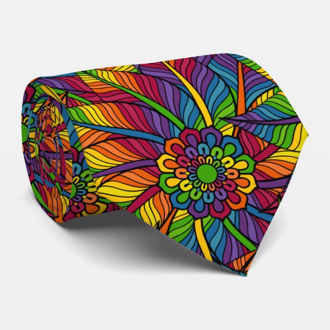 Colorful mandala pattern neck tie (Rolled)