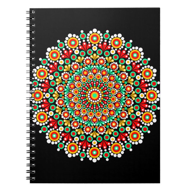 Colorful Mandala Pattern Notebooks Boho Dot  (Front)