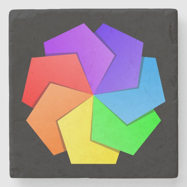 Colorful Mandala Pattern Paper Sheets Stone Coaster (Front)