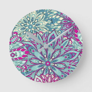 Colorful mandala pattern round clock