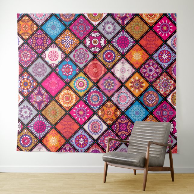 Colorful mandala Pattern  Tapestry (In Situ (Horizontal))