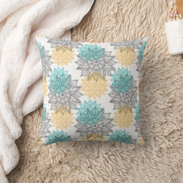 Colorful Mandala Pattern Throw Pillow (Blanket)