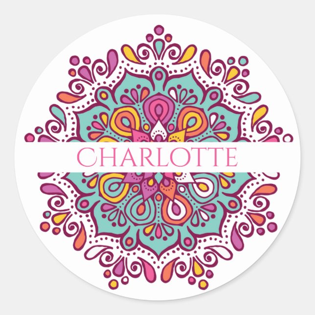 Colorful Mandala Personalized Sticker (Front)