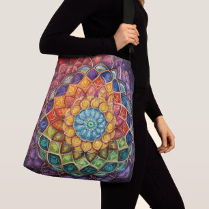 Colorful mandala print tote