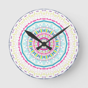 colorful mandala round clock