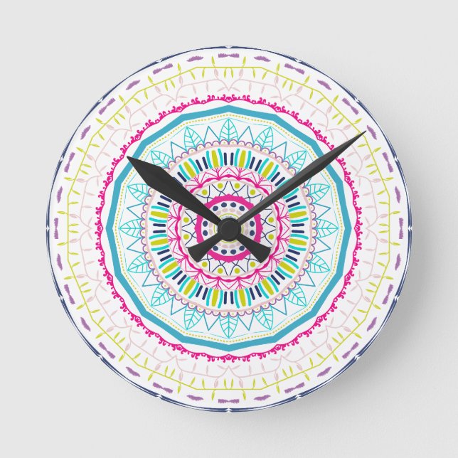colorful mandala round clock (Front)