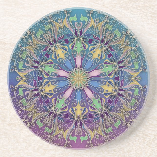 Colorful Mandala Sandstone Coaster (Front)