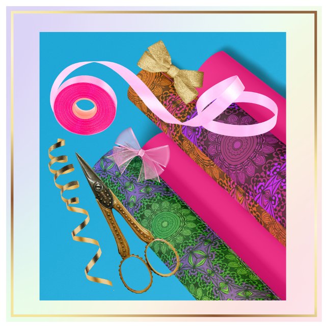 Colorful Mandala Seamless Pattern  Wrapping Paper Sheets (Mandala Gift Wrap - 3 Rolls in pretty colorways.)