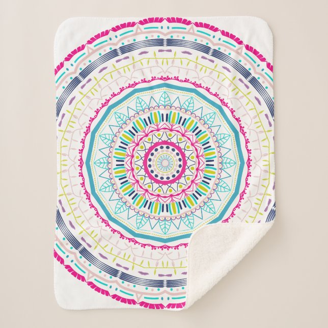 colorful mandala sherpa blanket (Front)