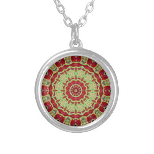 colorful mandala silver plated necklace