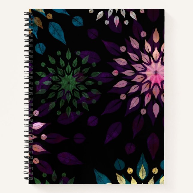 Colorful Mandala Splatter Pattern Notebook (Front)