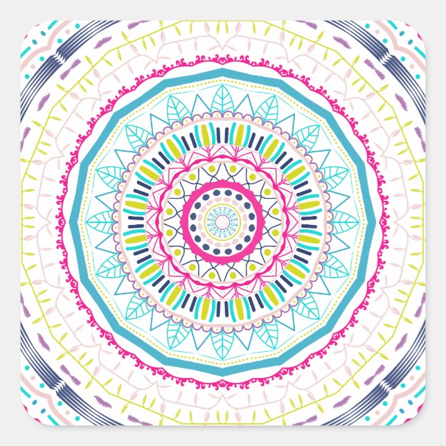 colorful mandala square sticker (Front)