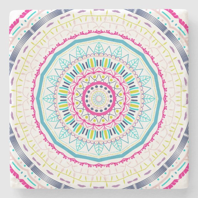 colorful mandala stone coaster (Front)