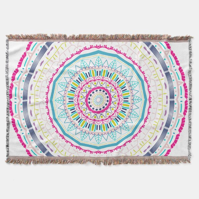 colorful mandala throw blanket (Front)