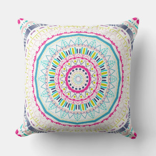 colorful mandala throw pillow