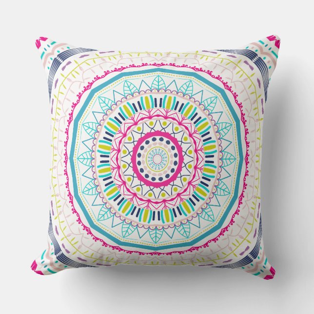 colorful mandala throw pillow (Front)