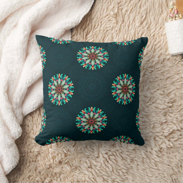 Colorful Mandala Throw Pillow (Blanket)