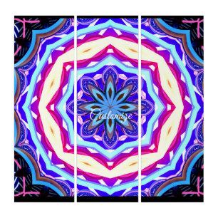 colorful mandala Thunder_Cove blue Triptych