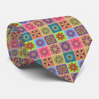 Colorful Mandala Tile Pattern – Boho Geometric Neck Tie