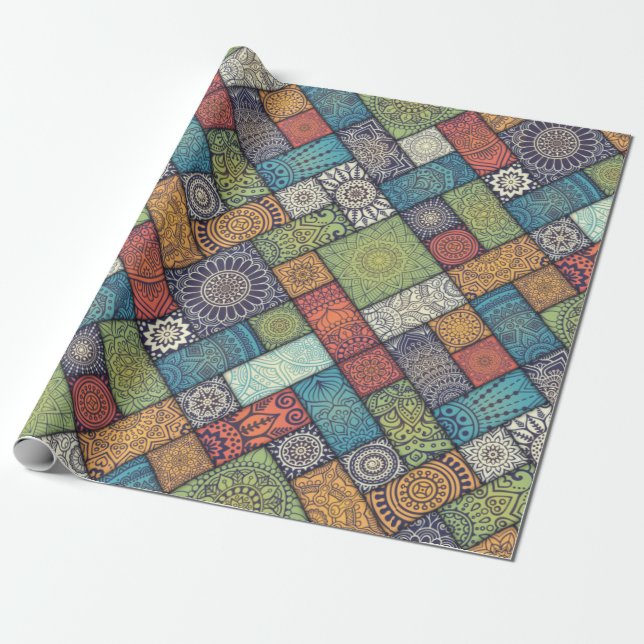 Colorful Mandala Tile Pattern Wrapping Paper (Unrolled)