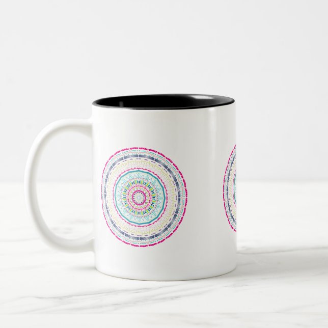 colorful mandala Two-Tone coffee mug (Left)