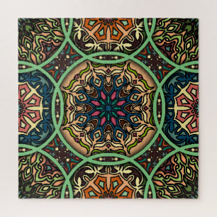 Colorful Mandala: Vintage Floral Hand Drawn Jigsaw Puzzle