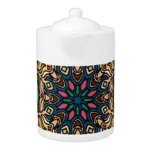 Colorful Mandala: Vintage Floral Hand Drawn Teapot