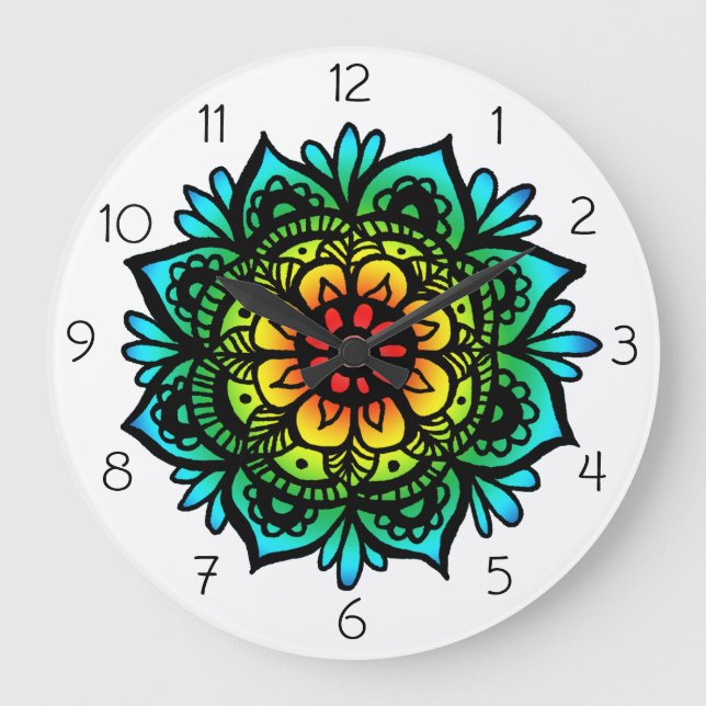 Colorful Mandala Wall Clock (Front)