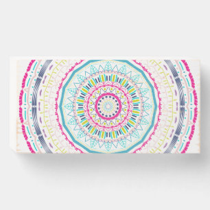 colorful mandala wooden box sign