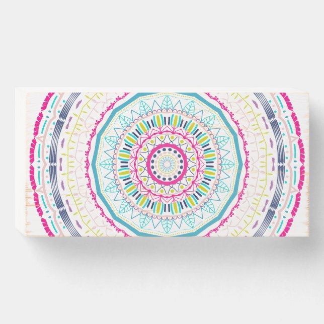colorful mandala wooden box sign (Front Horizontal)