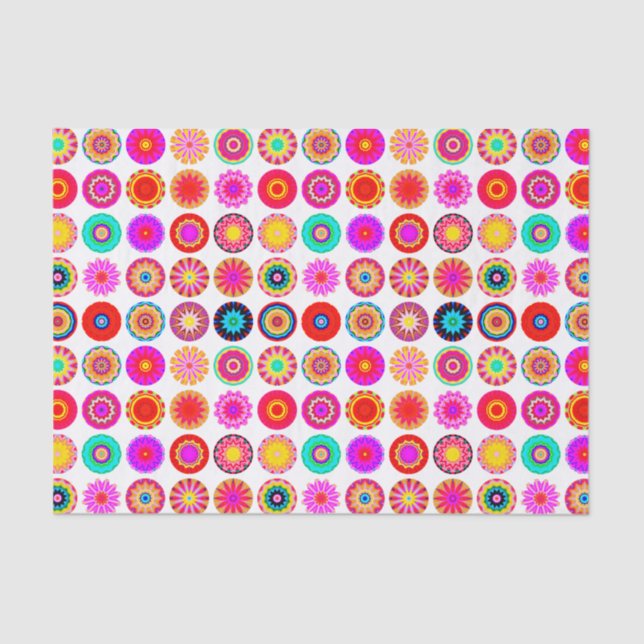 Colorful Mandalas - on White Tissue Paper (Front)