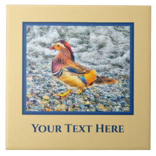 Colorful Mandarin Duck at the Lake Personalized Ceramic Tile