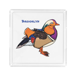 Colorful mandarin duck illustration acrylic tray
