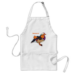 Colorful mandarin duck illustration  adult apron