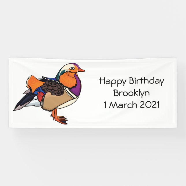 Colorful mandarin duck illustration banner (Horizontal)