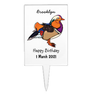 Colorful mandarin duck illustration cake topper