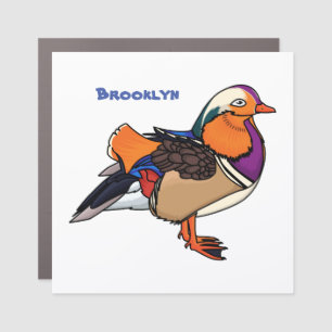 Colorful mandarin duck illustration car magnet