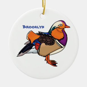 Colorful mandarin duck illustration ceramic ornament