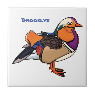 Colorful mandarin duck illustration ceramic tile