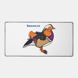 Colorful mandarin duck illustration desk mat