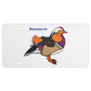Colorful mandarin duck illustration license plate