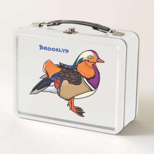 Colorful mandarin duck illustration metal lunch box