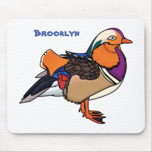 Colorful mandarin duck illustration mouse pad