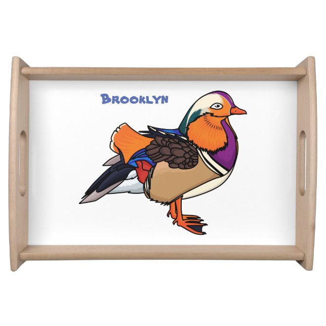 Colorful mandarin duck illustration serving tray (Front)