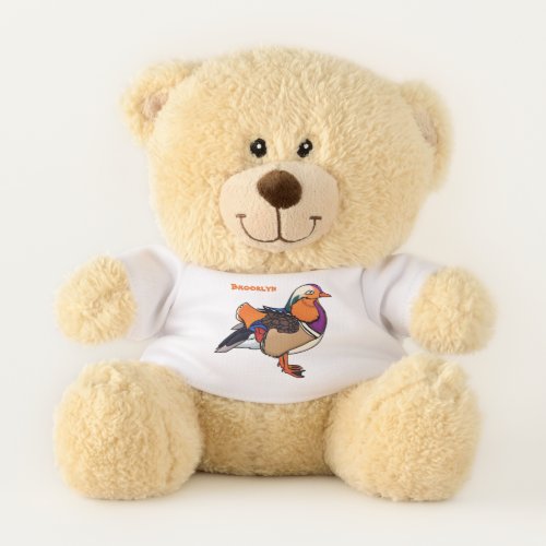 Colorful mandarin duck illustration  teddy bear