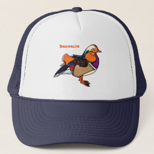 Colorful mandarin duck illustration trucker hat